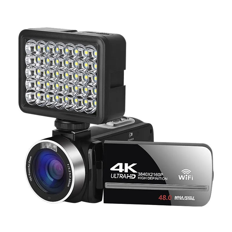 Black digital night vision camera with 3-inch screen, lens, and WiFi connectivity