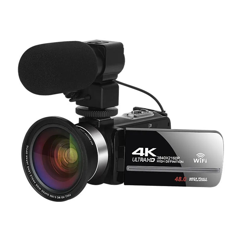 Black digital night vision camera with 3-inch screen, lens, and WiFi connectivity