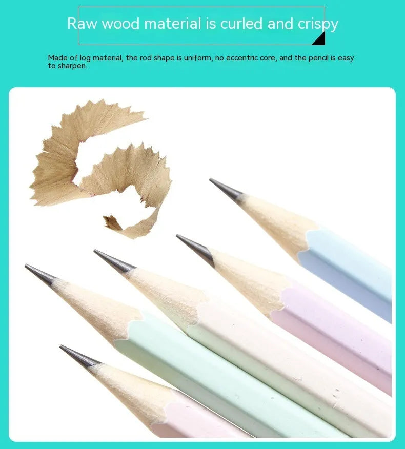 Barrel of 50 wooden Basswood thermal transfer pencils with six-sided shape and HB graphite.
