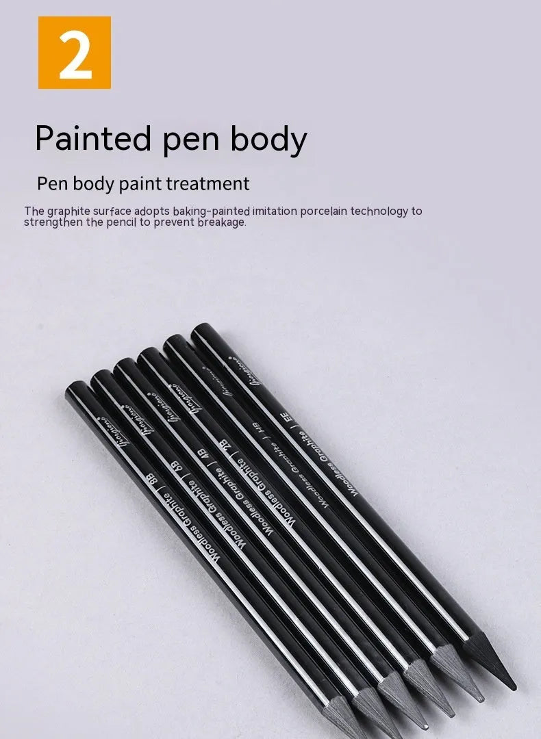 Set of graphite and carbonized wooden pencils on a suction card packaging.