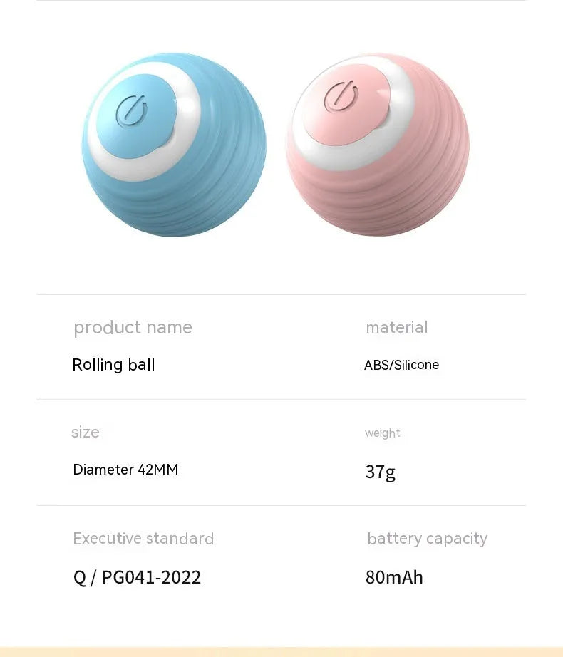 Automatic moving bouncing rolling ball cat toy in blue colour with charging cable