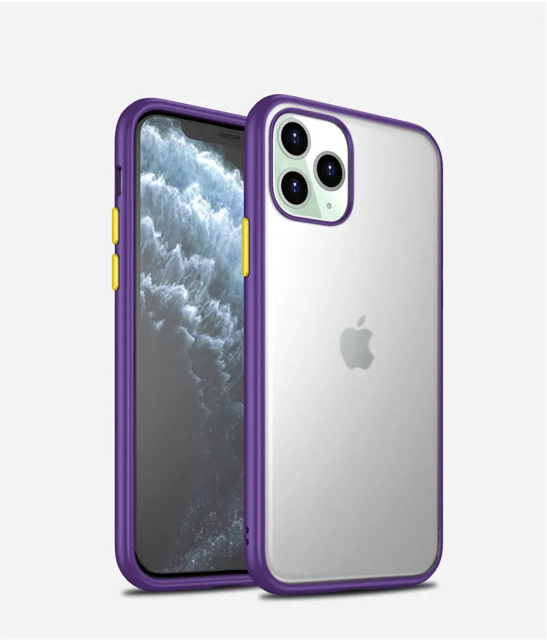 Frosted solid-colour protective case for iPhone 11 Pro Max showing back and side view.