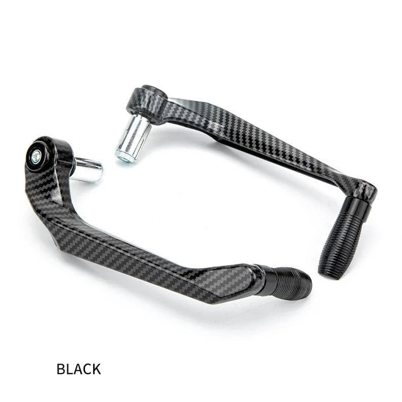 A pair of motorcycle hand guard accessories in aluminium alloy with a water transfer printing finish.