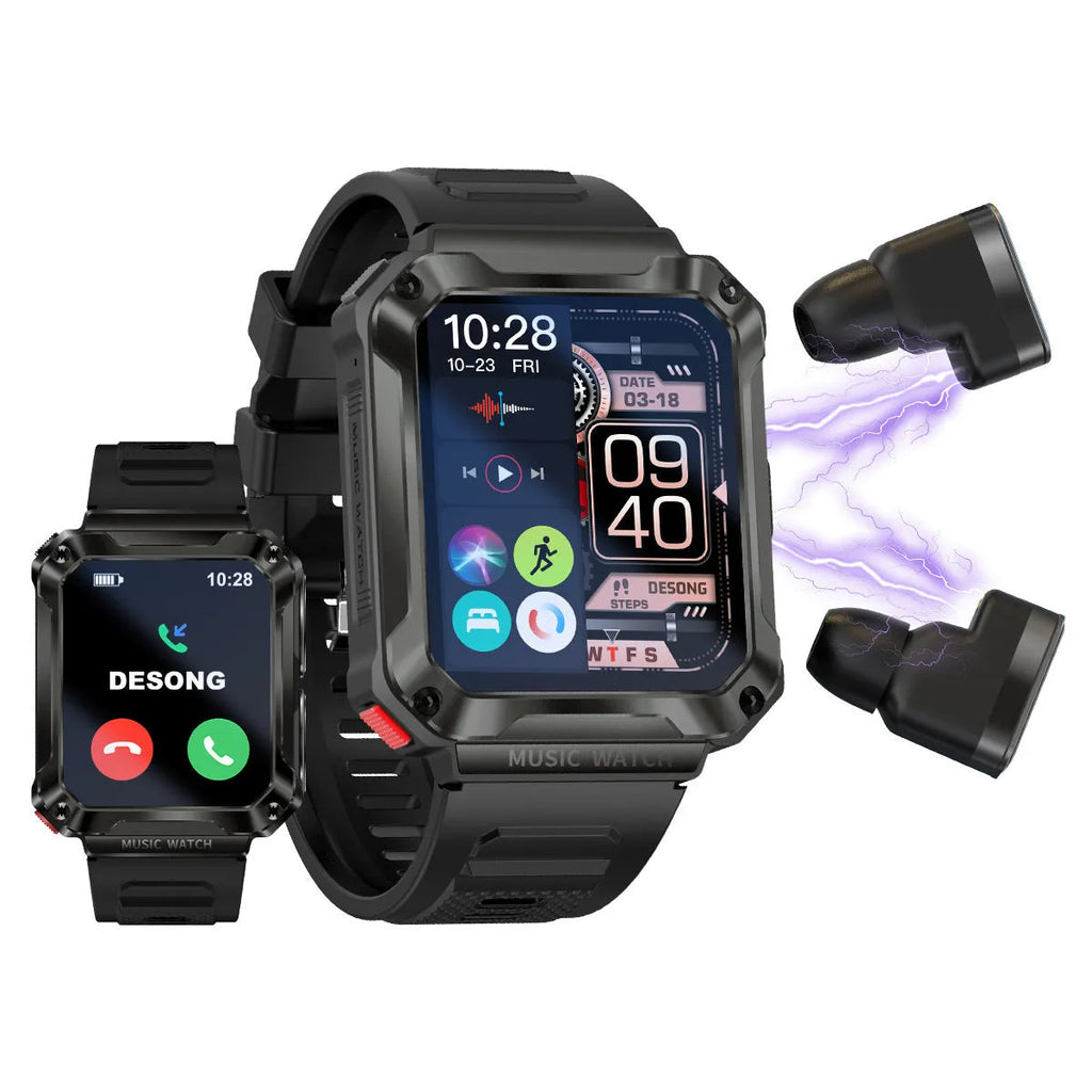 V60 smart watch with black silicone strap showing 1.39-inch TFT screen and heart rate monitoring display