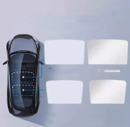Car sun visor with ice crystal curtain pattern in silver tape material showing beige and black colour options