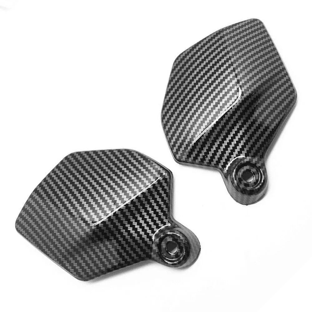 Pair of black carbon fibre patterned motorcycle fairing frame covers for Honda CBR1000RR.