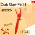 Pressing can clip novelty ballpoint pen with crab design, shown singly and in a five-pack.
