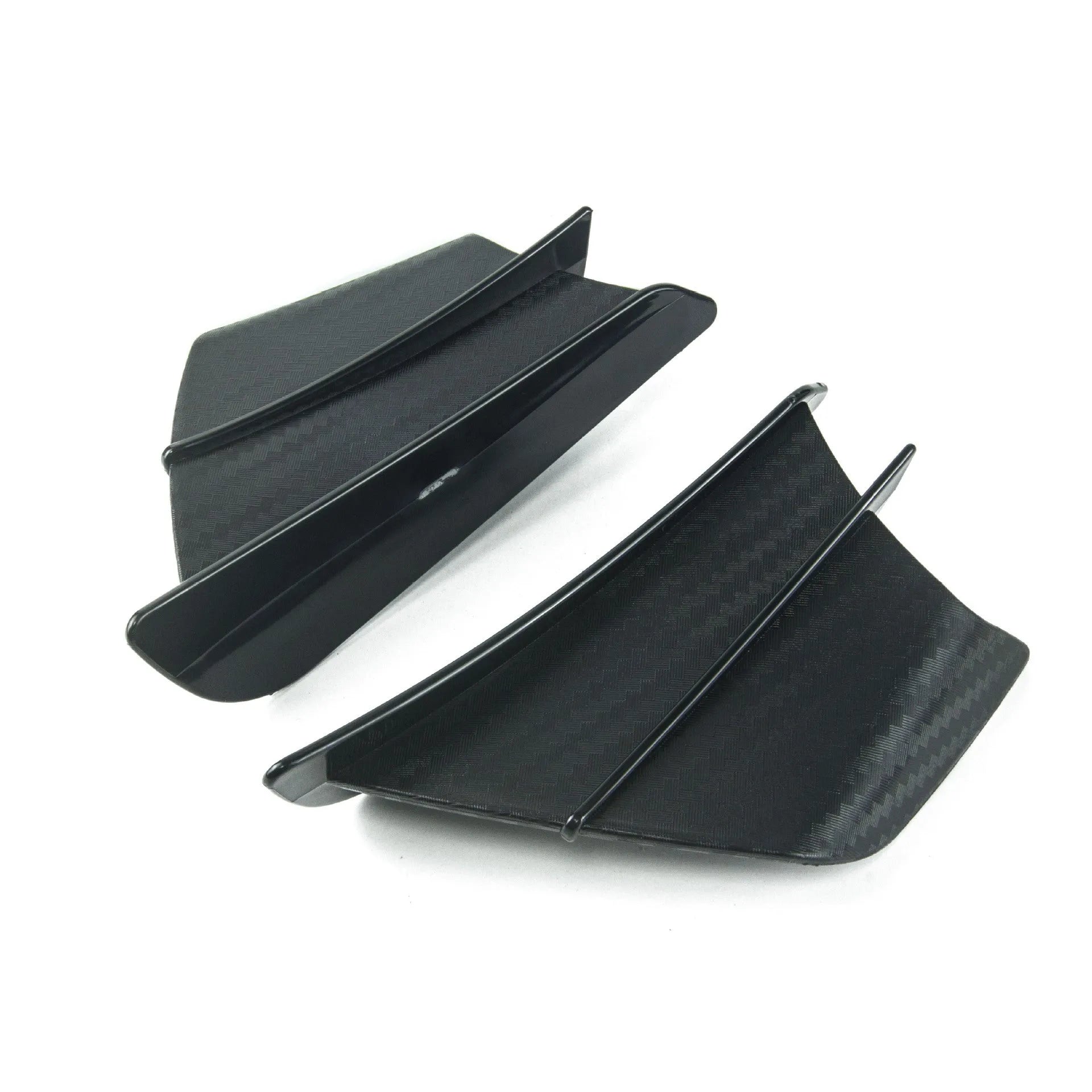 Universal motorcycle spoiler wing accessory in black, measuring 18cm by 8cm