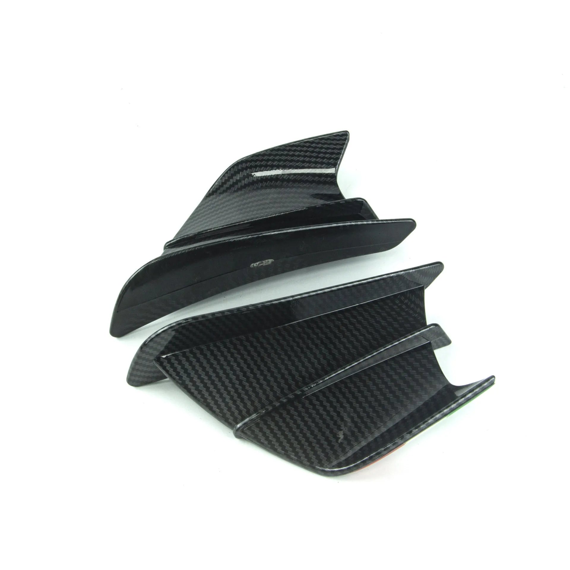 Universal motorcycle spoiler wing accessory in black, measuring 18cm by 8cm