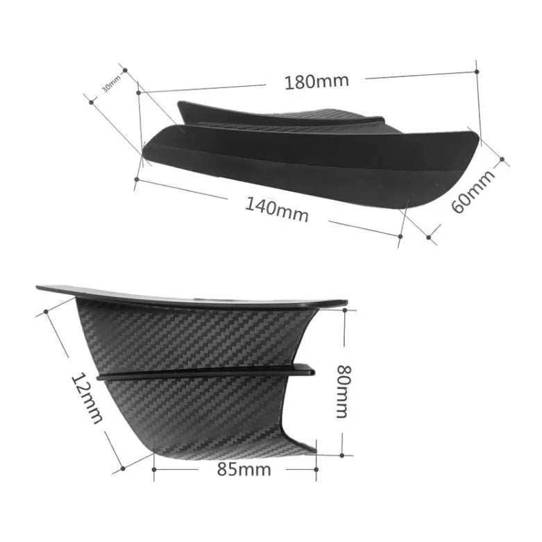 Universal motorcycle spoiler wing accessory in black, measuring 18cm by 8cm