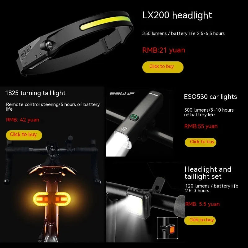 Black wireless remote control bicycle taillight with turn signals and USB charging cable