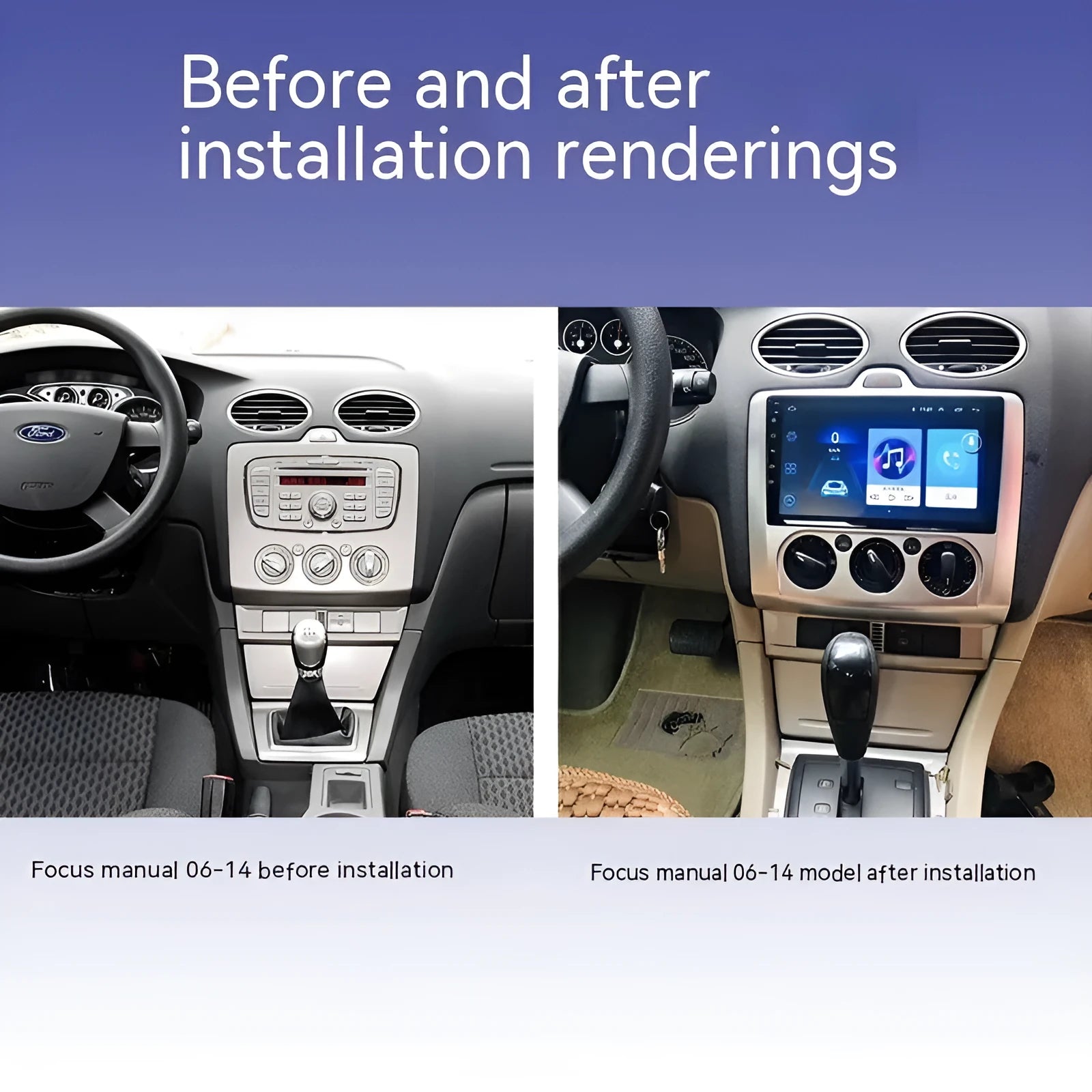 Volkswagen Fox centre console Android smart system with 9-inch touchscreen and manual air conditioner controls