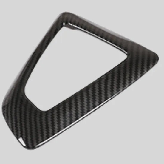 BMW gear selector base frame in ABS with carbon fibre pattern and titanium accent