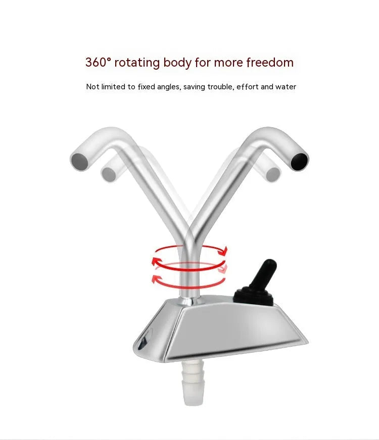 Electronic control rotating faucet with mirror-polished 316 stainless steel construction for RV water systems
