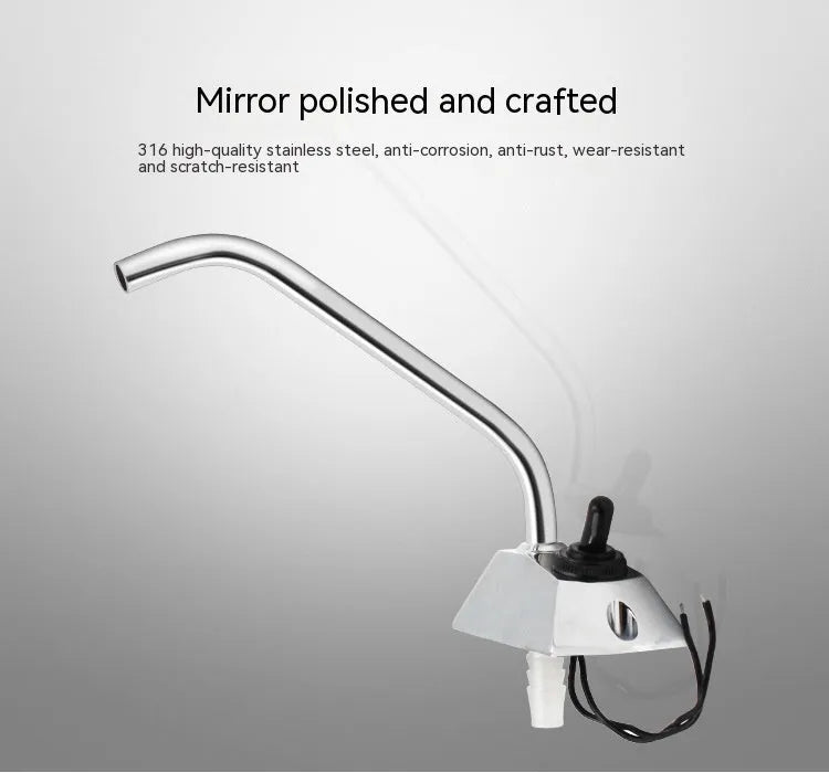 Electronic control rotating faucet with mirror-polished 316 stainless steel construction for RV water systems