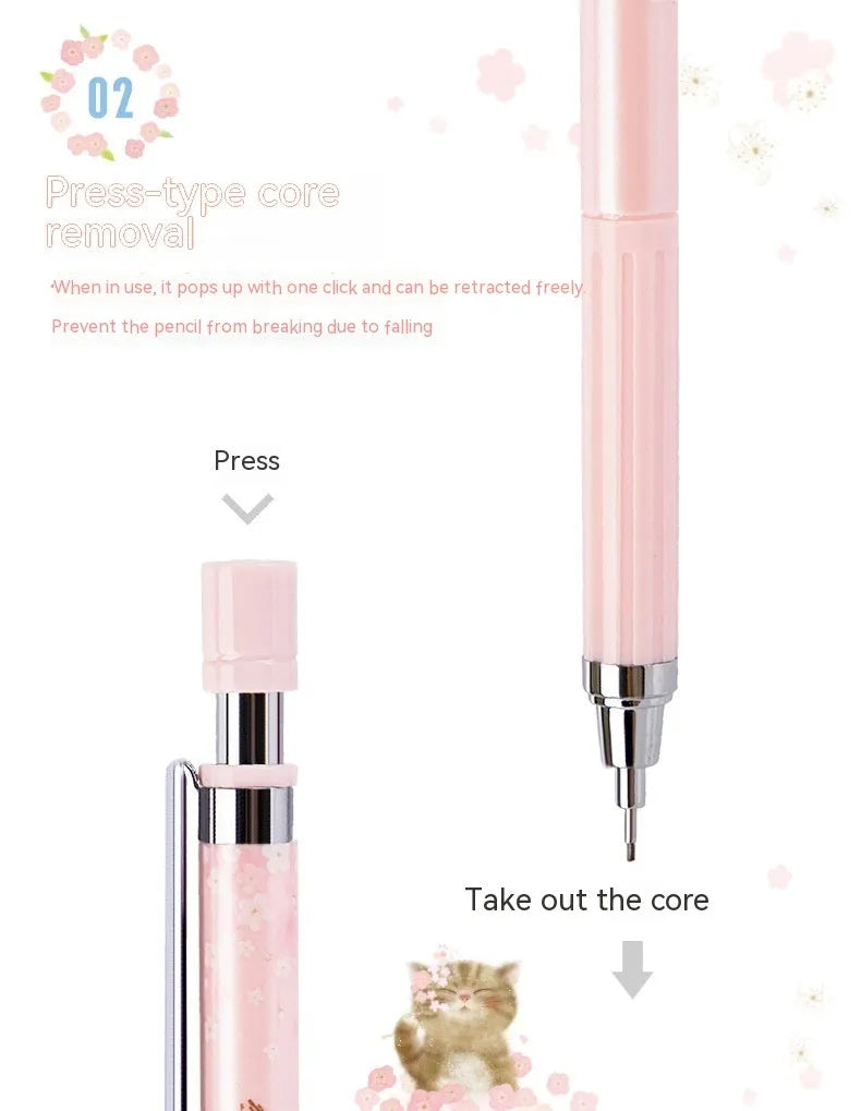 Mixed colour Sakura law pattern 0.5mm automatic pencil set with three pencils and three refill boxes.