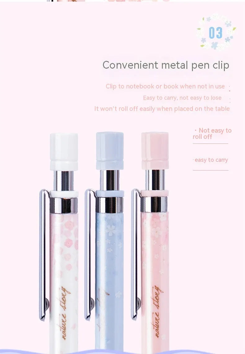 Mixed colour Sakura law pattern 0.5mm automatic pencil set with three pencils and three refill boxes.