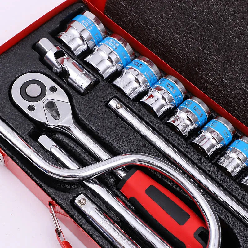 24-piece curved bow car repair wrench combination suit in chrome vanadium steel with wrench socket set
