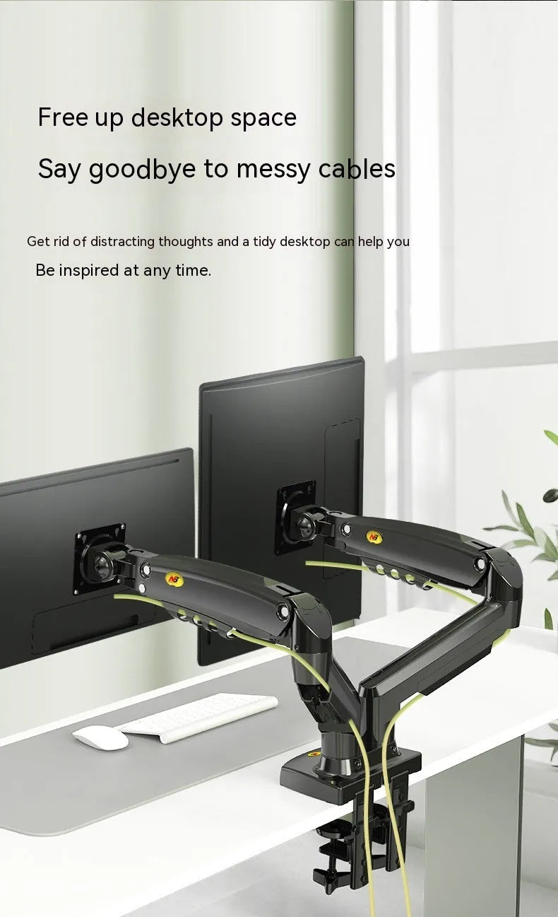 Dual screen monitor bracket with aluminium alloy construction and VESA mounting compatibility