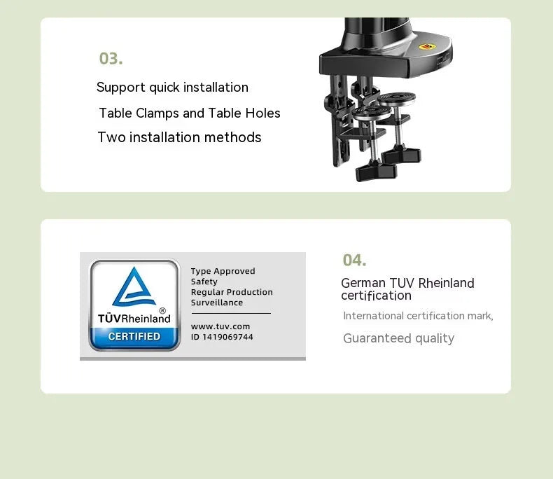 Dual screen monitor bracket with aluminium alloy construction and VESA mounting compatibility