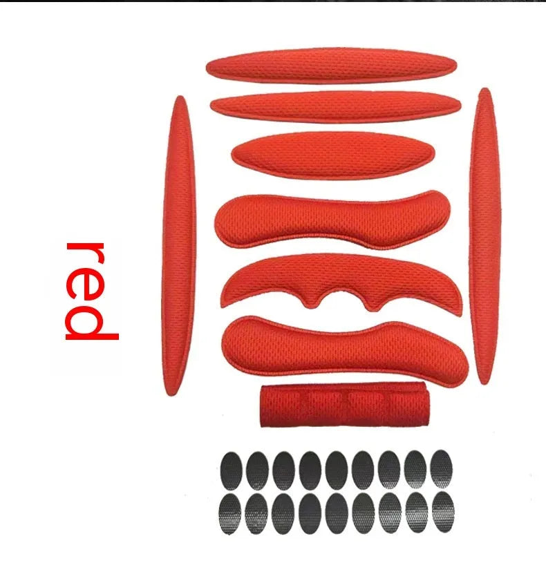 Cycling helmet lining with Velcro chin pad in breathable sponge material