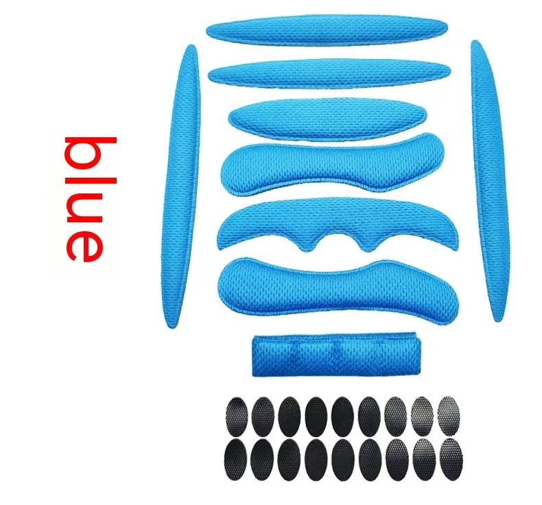 Cycling helmet lining with Velcro chin pad in breathable sponge material