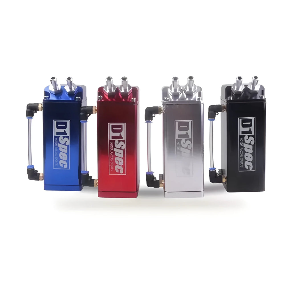 D1 double hole car engine oil catch tank in red, blue, black, or silver colour