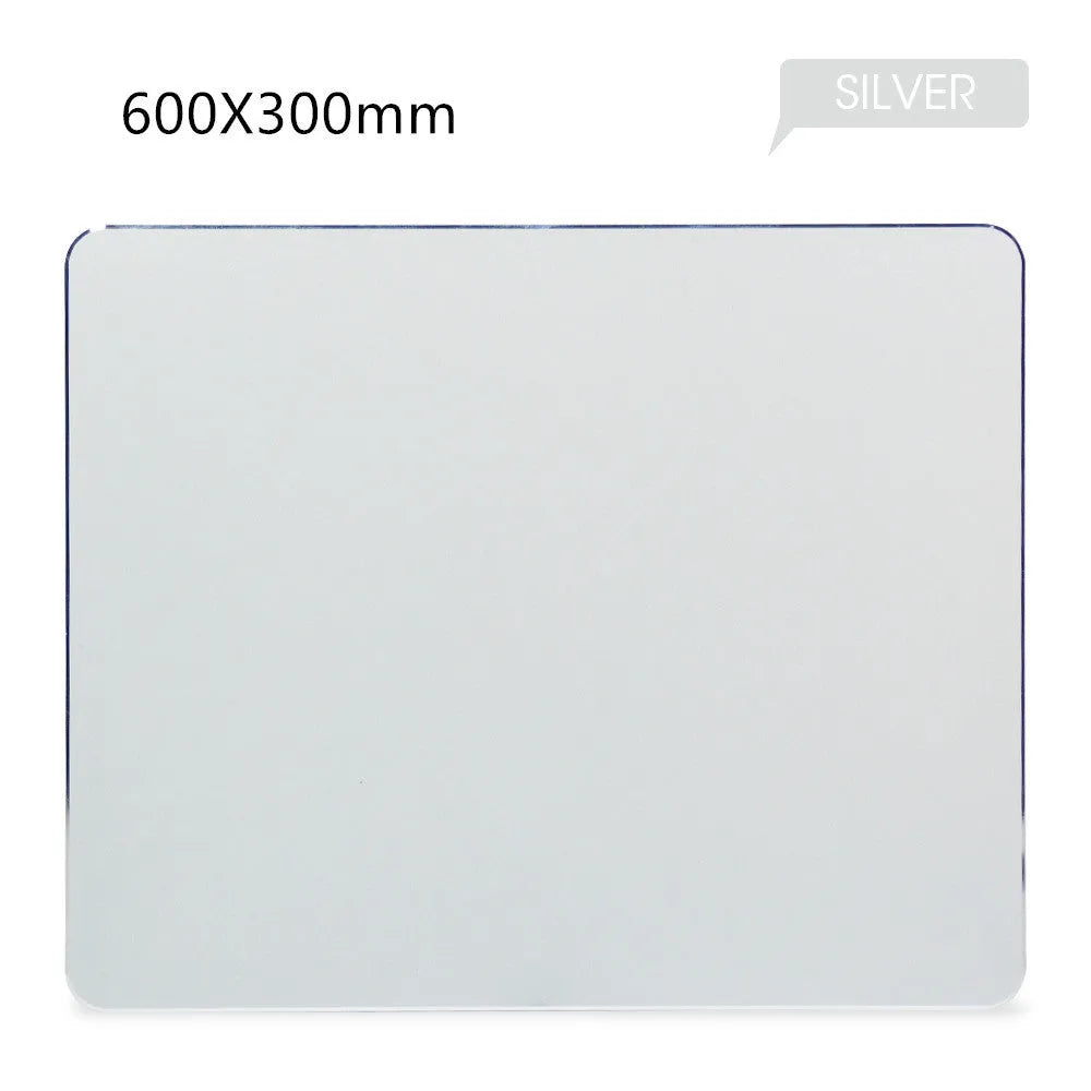 Aluminium alloy metal mouse pad double-sided with wrist support in black, gold, and silver colours, 230x180mm to 600x300mm sizes