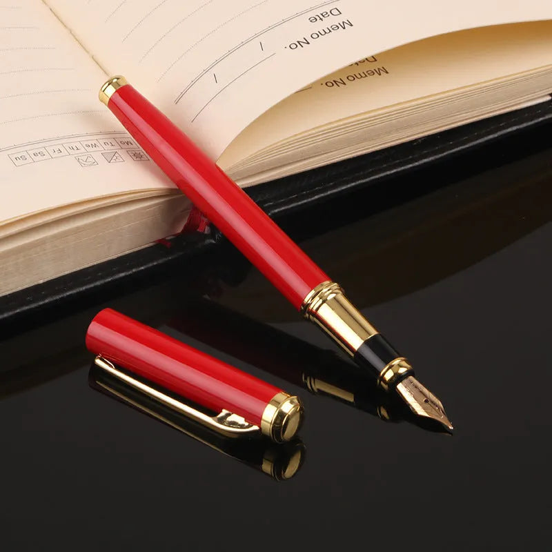 Red and black metal ballpoint pens with 0.5mm Yijin nibs for office use and business gifting
