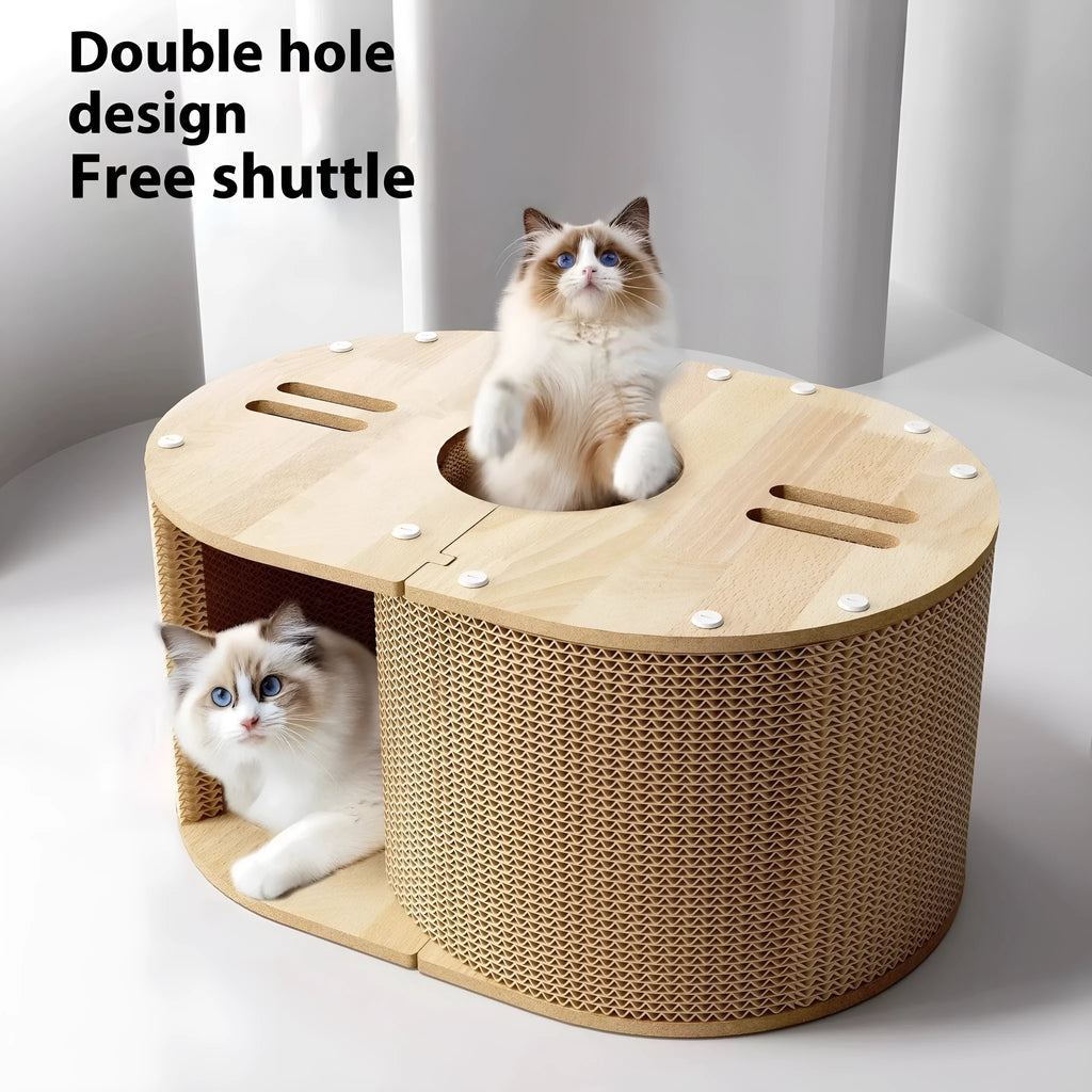 Small corrugated paper cat climbing frame tunnel nest size 57x39x27.5cm simple style