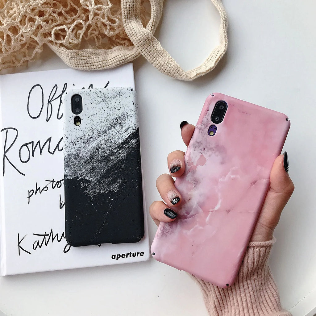Painted solid black phone case for Honor and Huawei P20, Mate20, and P Smart models