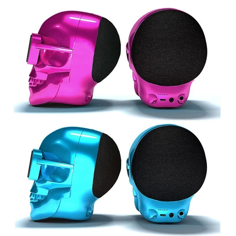 Limited Edition Skull-shaped Wireless Bluetooth Speaker in black, showing compact design.