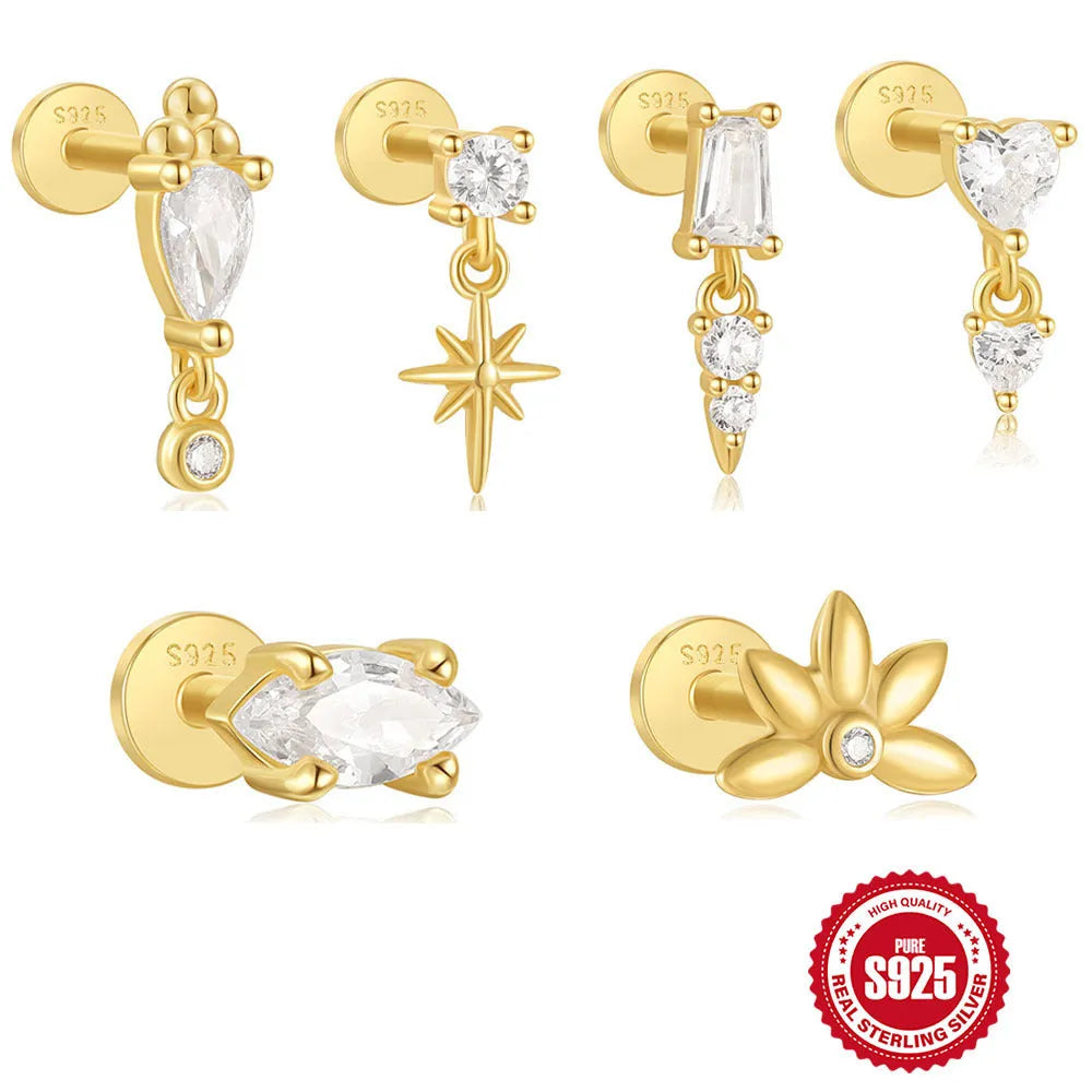 925 sterling silver tassel ear stud with gold electroplating in six colour options