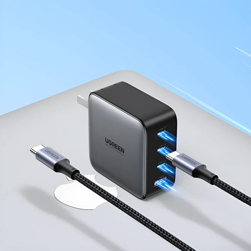 100W GaN fast charger with multiple USB-C ports for laptops and mobile devices