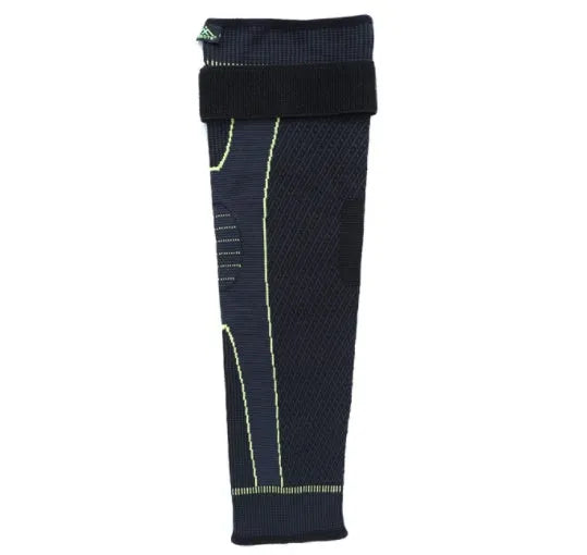 Black high-elastic knitted lengthened sports knee pad with pressurised anti-skid option