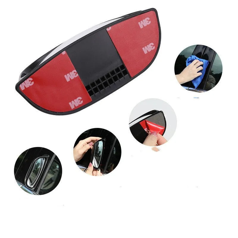 Universal two-row wide-angle exterior car rearview mirror in black or white