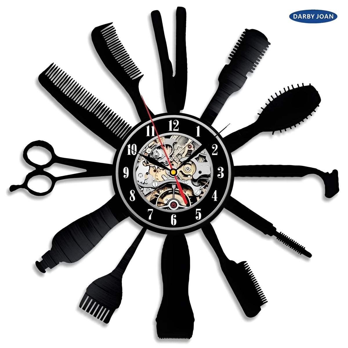 12 inch vinyl record wall clock black colour with clock face sticker and quiet mechanism