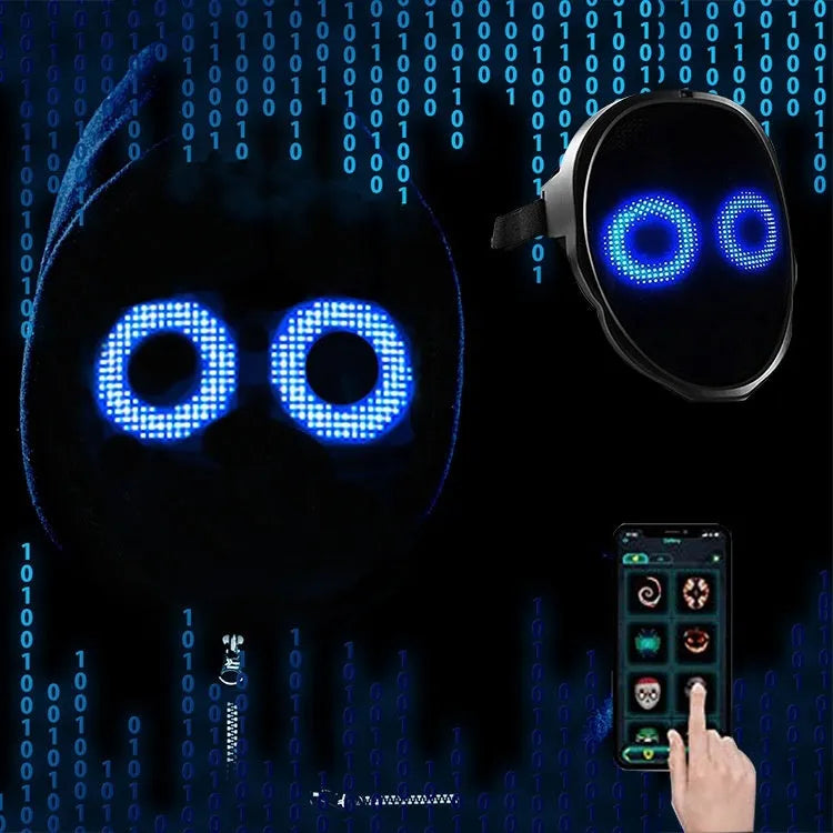 Avengers character LED luminous electronic face mask with coloured light display.