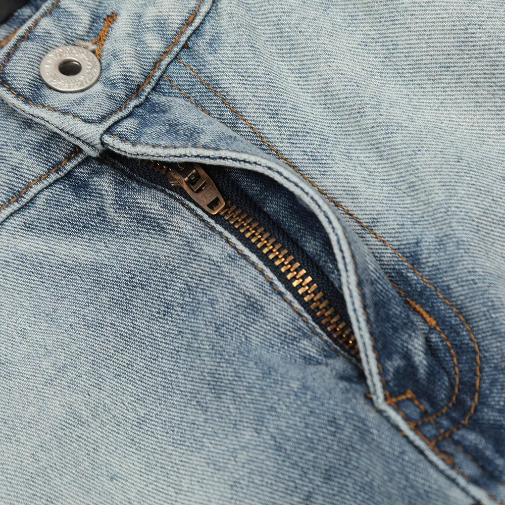 Men's blue cotton denim jeans mid waist casual trousers youth leisure wear