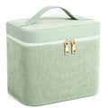 Corduroy fabric cosmetic storage box in solid colour with large capacity for makeup organisation