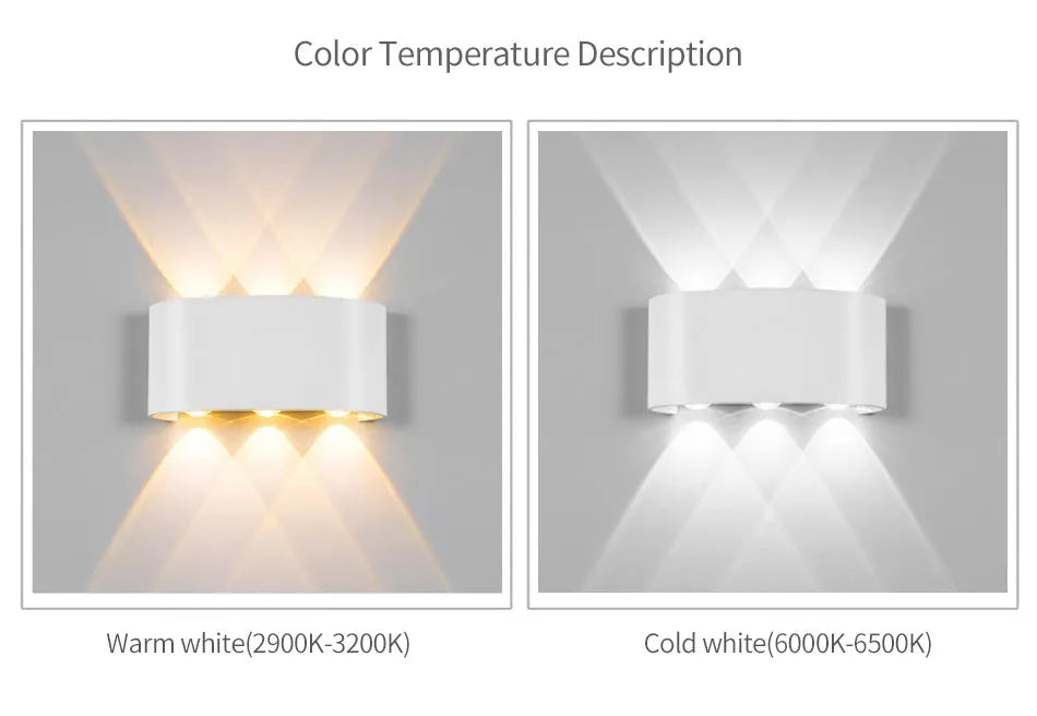 Waterproof LED wall lamp with aluminium shell in white, 60-degree beam angle, outdoor wall mounting