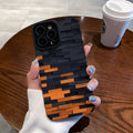 Orange black stitching cartoon phone case for Apple iPhone, all-inclusive soft imitation leather cover