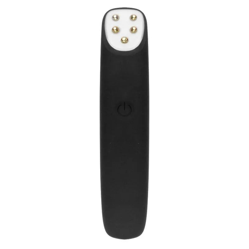 RF EMS red light eye massager pen with vibration, 120x24x20mm, anti-ageing for wrinkles and dark circles, in black silicone ABS metal