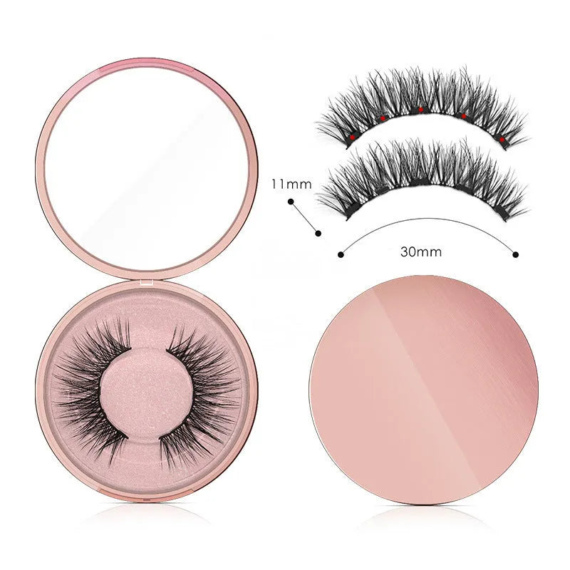 Magnetic liquid eyeliner and 5 pairs of magnetic false eyelashes set with tweezer and case, handmade faux mink, 5 magnets each