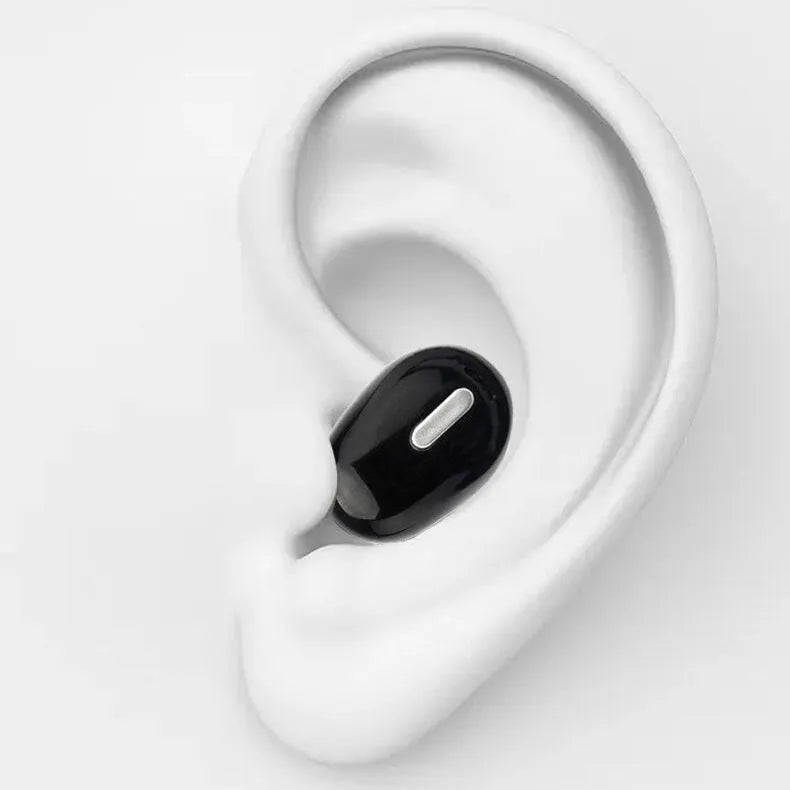 X9 single ear Bluetooth headset in black or white with earplug-style design