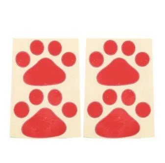 Set of four 6cm panda footprint PVC bumper stickers available in seven colours