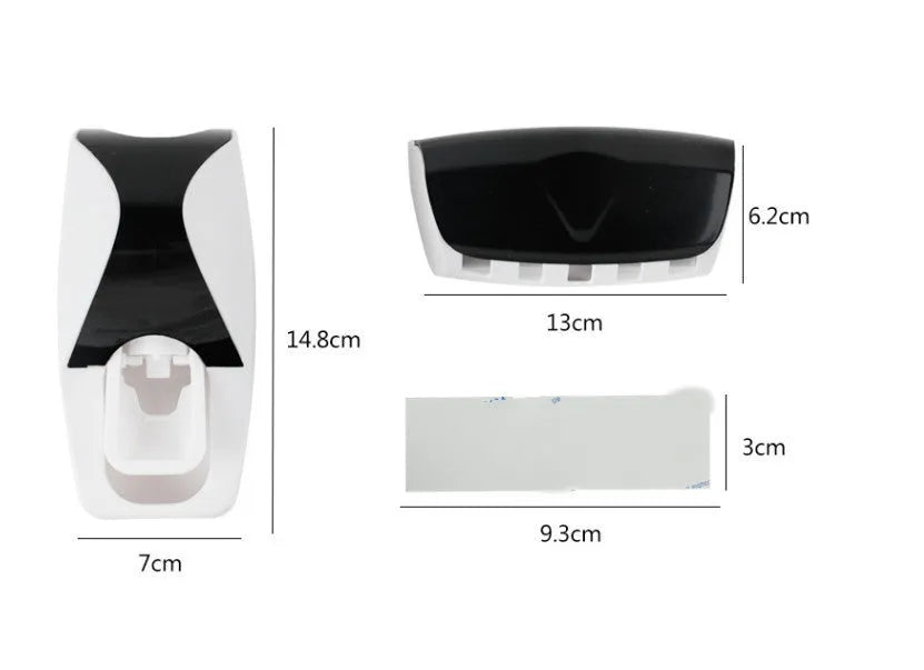 White bathroom toothbrush holder set with plastic and silicone construction for smooth wall surfaces