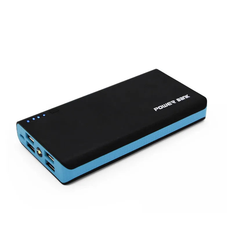 Red 20000mAh 4U fast charging portable power bank for mobile phones and tablets.