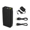 LF4100 black lithium iron phosphate portable battery pack with charger and DC cables