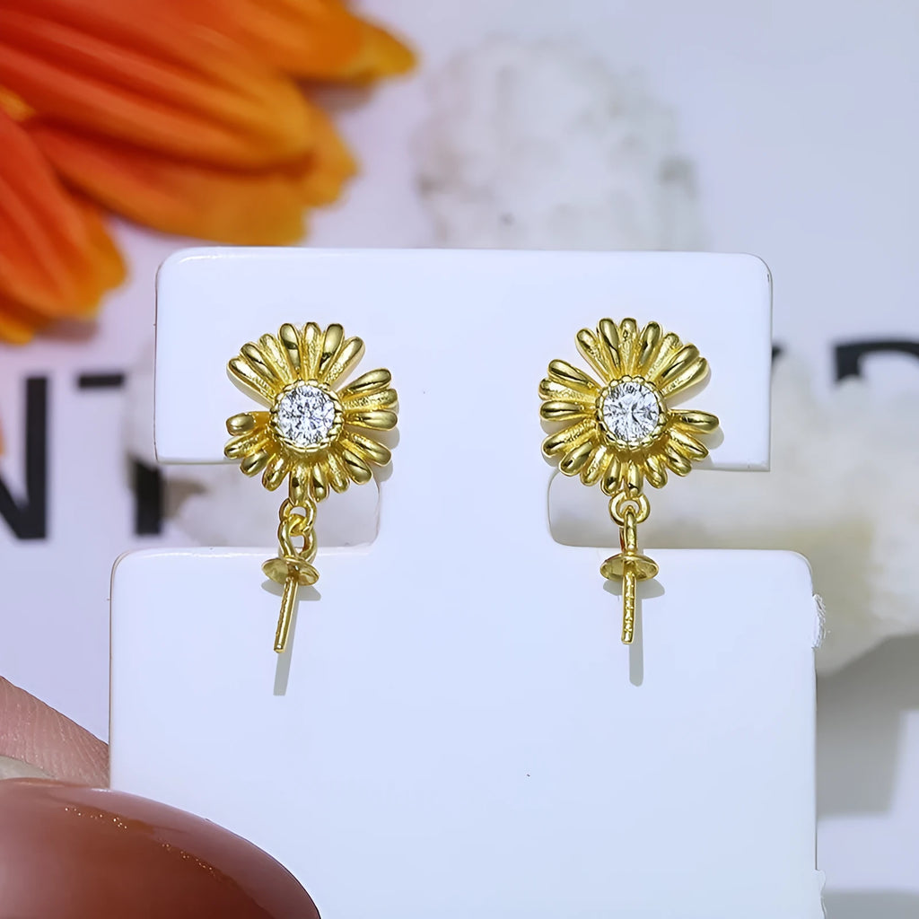 Baroque floral sterling silver earrings with ring holder function in silver and gold plating options.